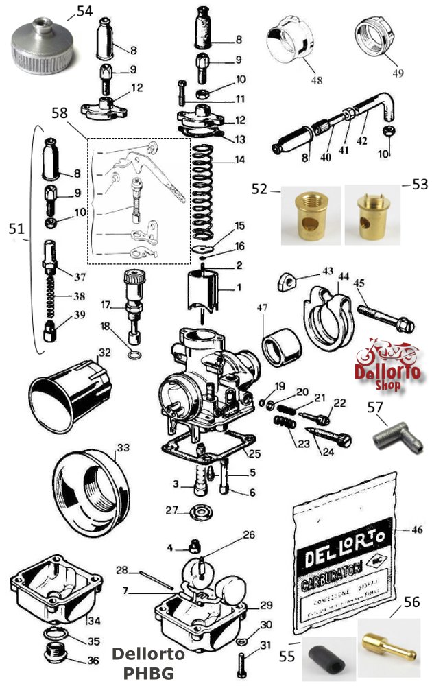Dellorto PHBG Carburetor Parts