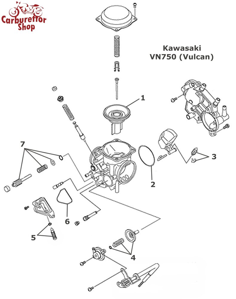 Kawasaki VN750 Vulcan Carburetor Spare Parts and Kits